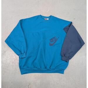 Rare Vintage 90s Nike Blue Two Tone Crew Neck Sweater